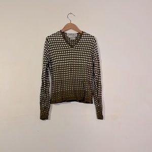 Olive green and white - SILK cotton blend sweater in olive and white